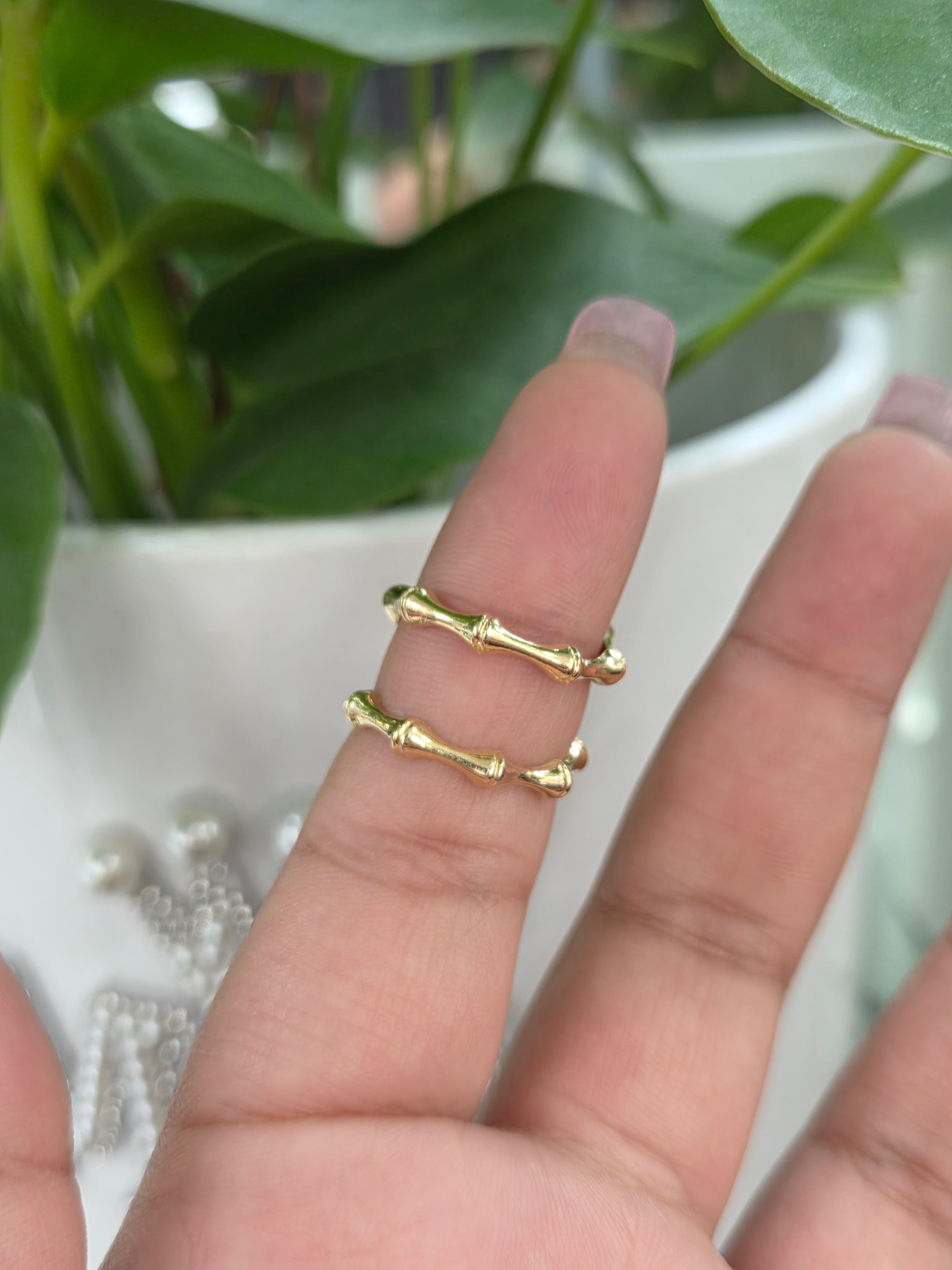 Anillo estilo bamboo 14kt