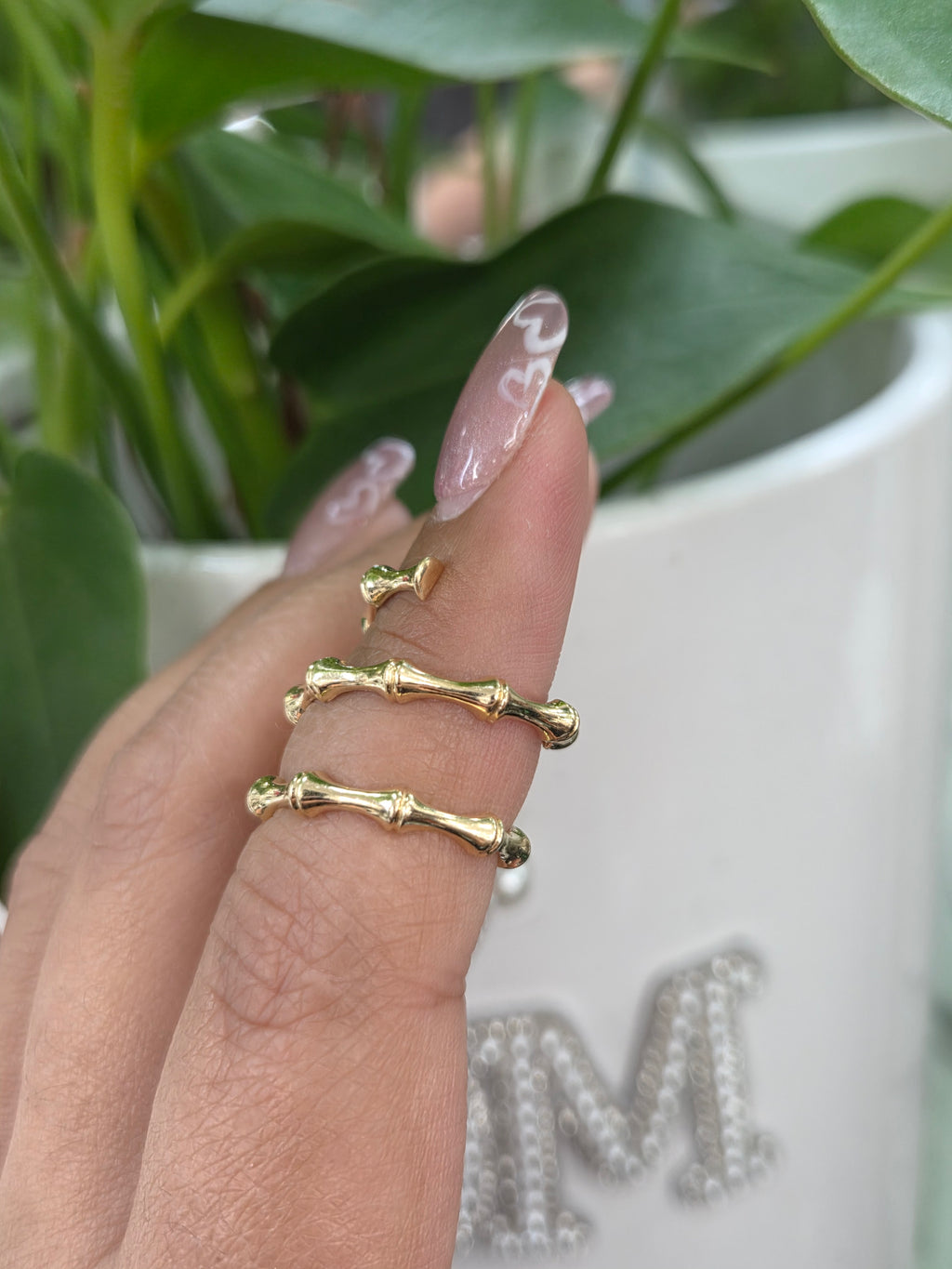 Anillo estilo bamboo 14kt