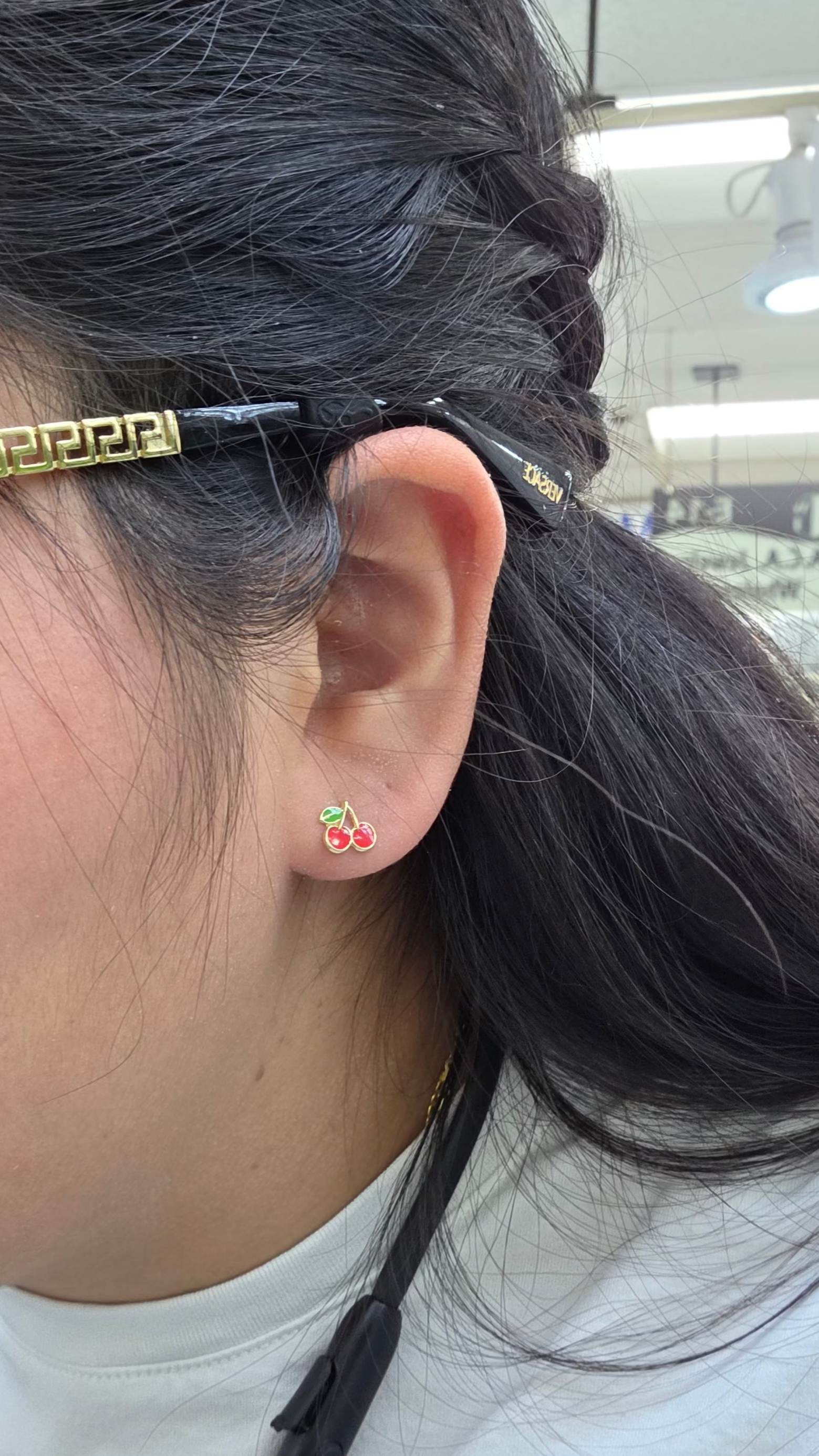 Set aretes y dije de cereza 14kt