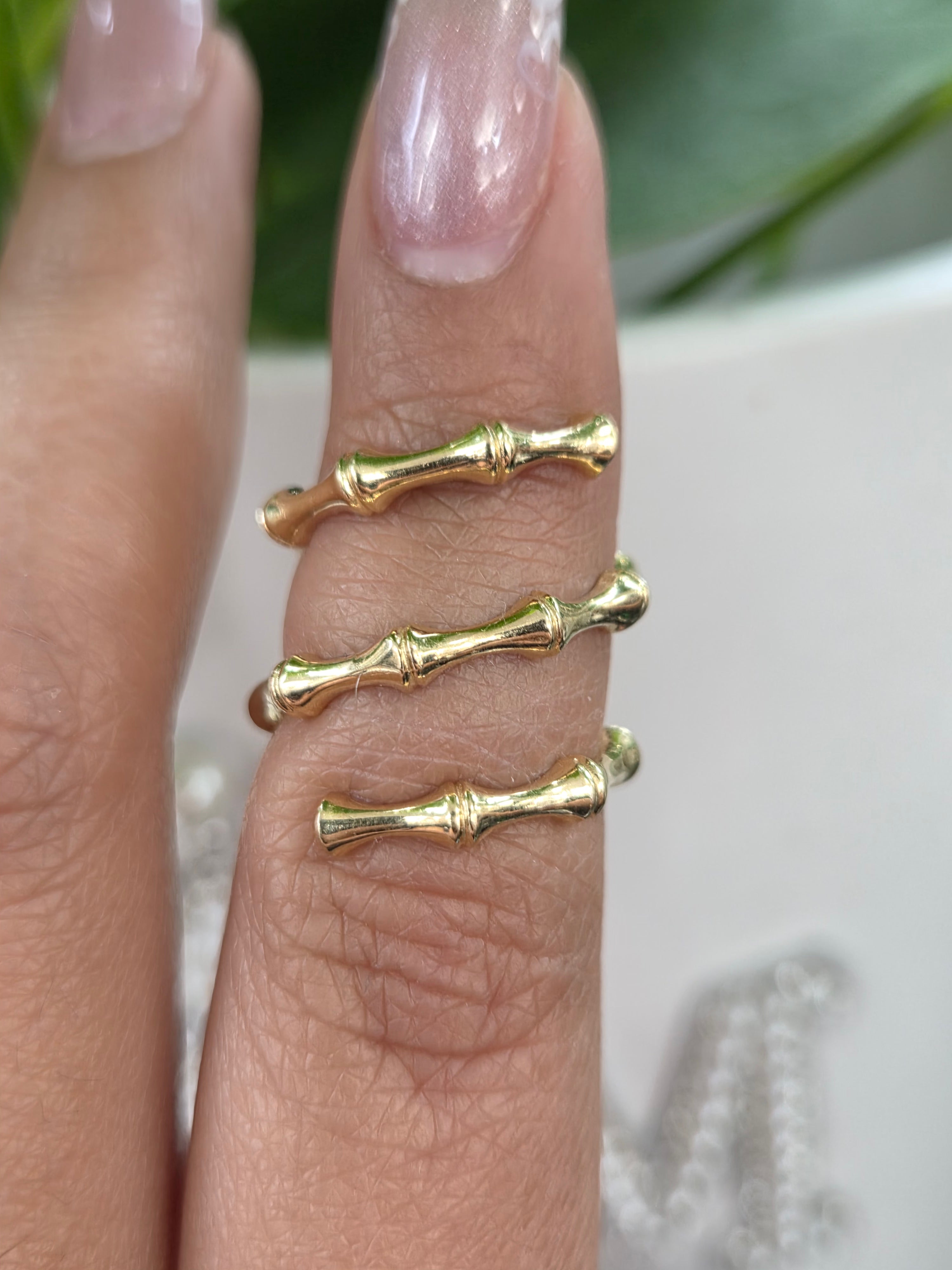 Anillo estilo bamboo 14kt