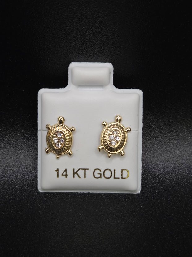 Aretes de tortuga con cristales