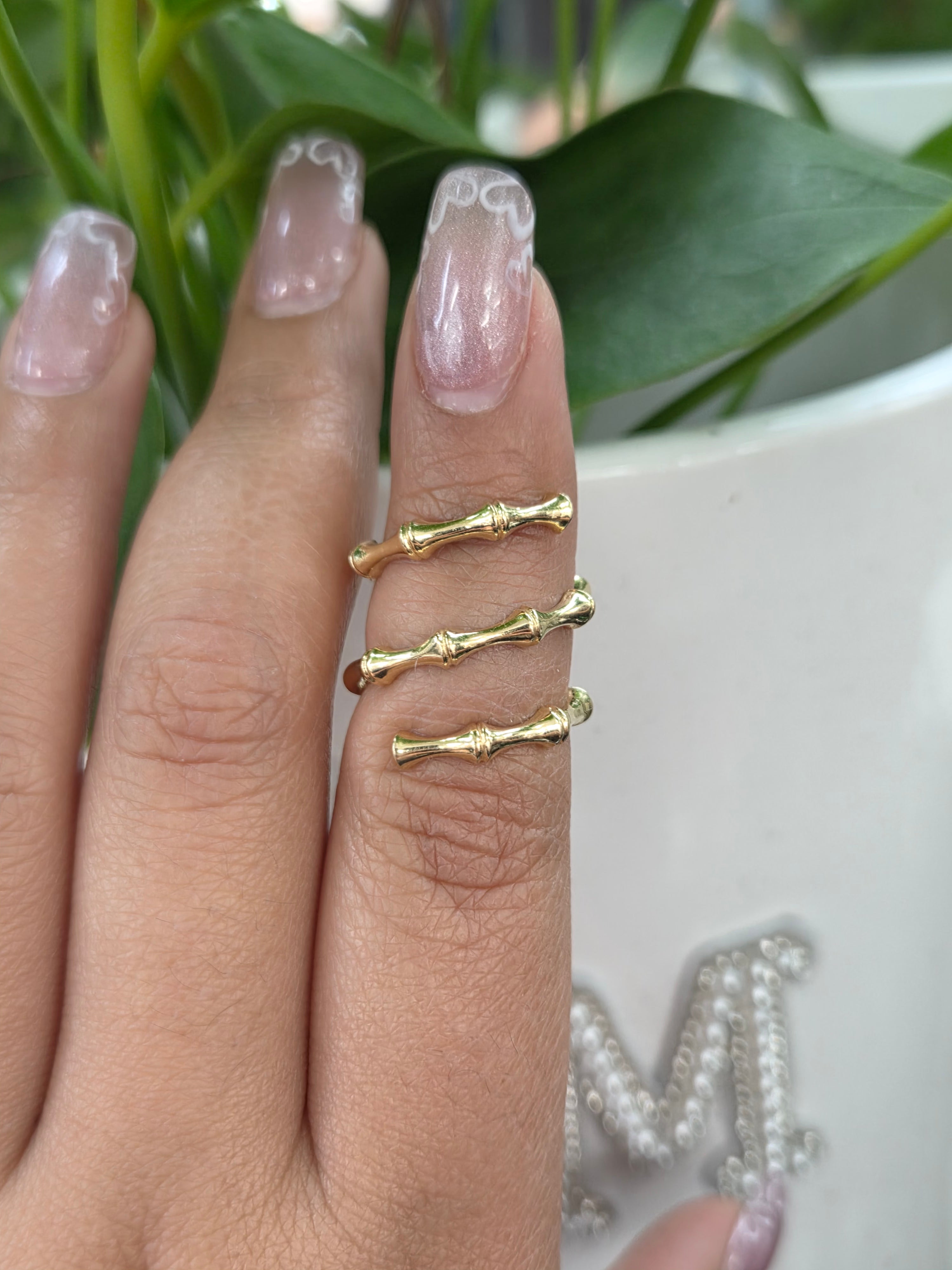Anillo estilo bamboo 14kt